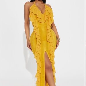 Devine Ruffle Maxi Dress - Mustard